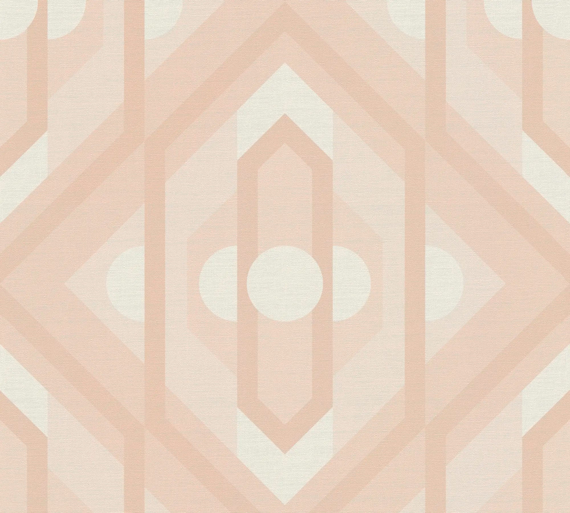 Nærbillede af Margaret - Vanilla Cream tapet med geometrisk mønster i beige og creme farver.