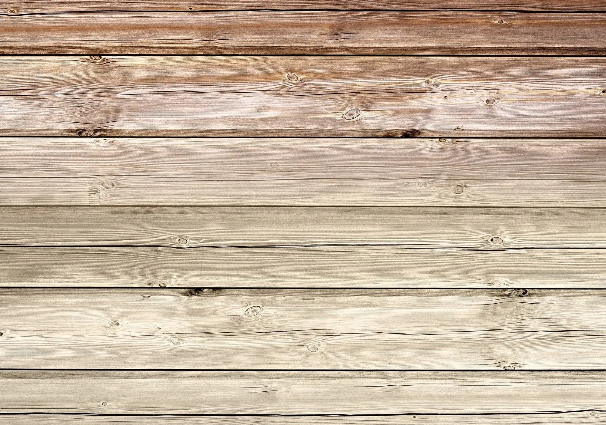 Billede 1 af Fototapet - Vandret lagdelte trælignende planker i brune og beige toner