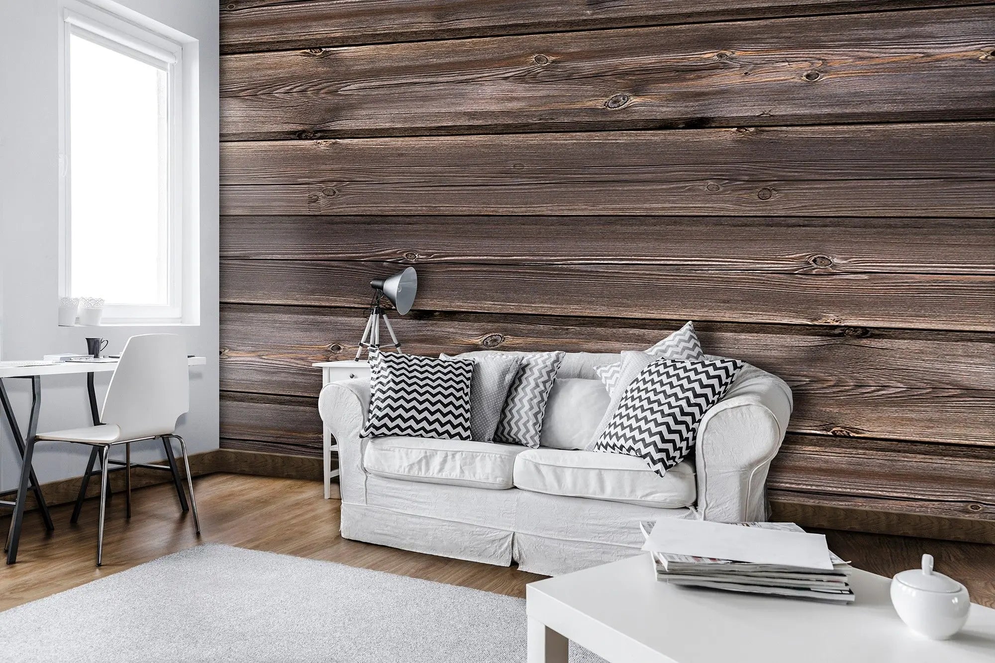 Billede 2 af Fototapet - Vandrette brune trælister