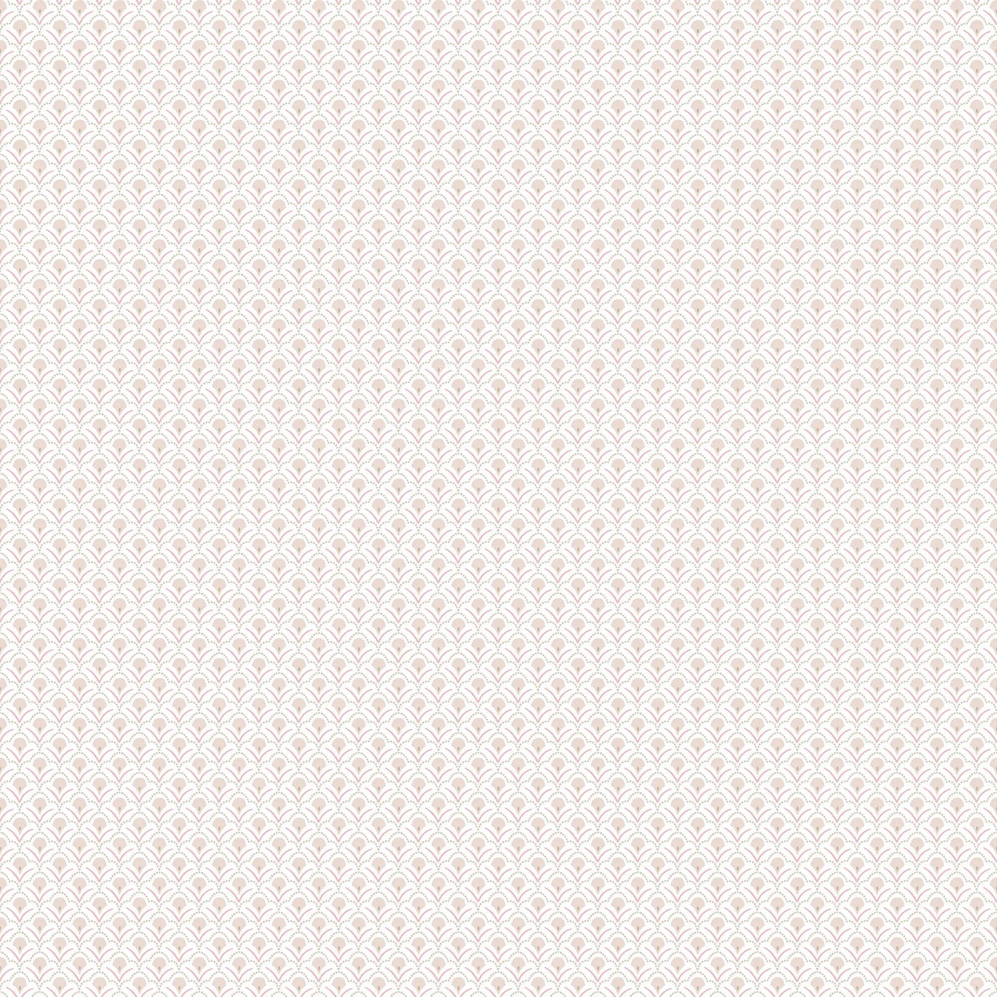 Detaljeret visning af Veiled Lattice - Sand tapetmønster med gentagende mønstre i bløde sandfarver.