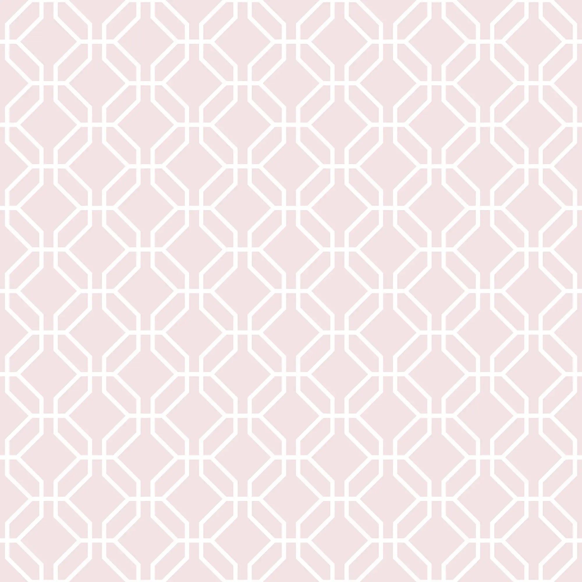Tapetmønsteret Veiled Links - Blush med gentagne geometriske former i lyserød nuance.
