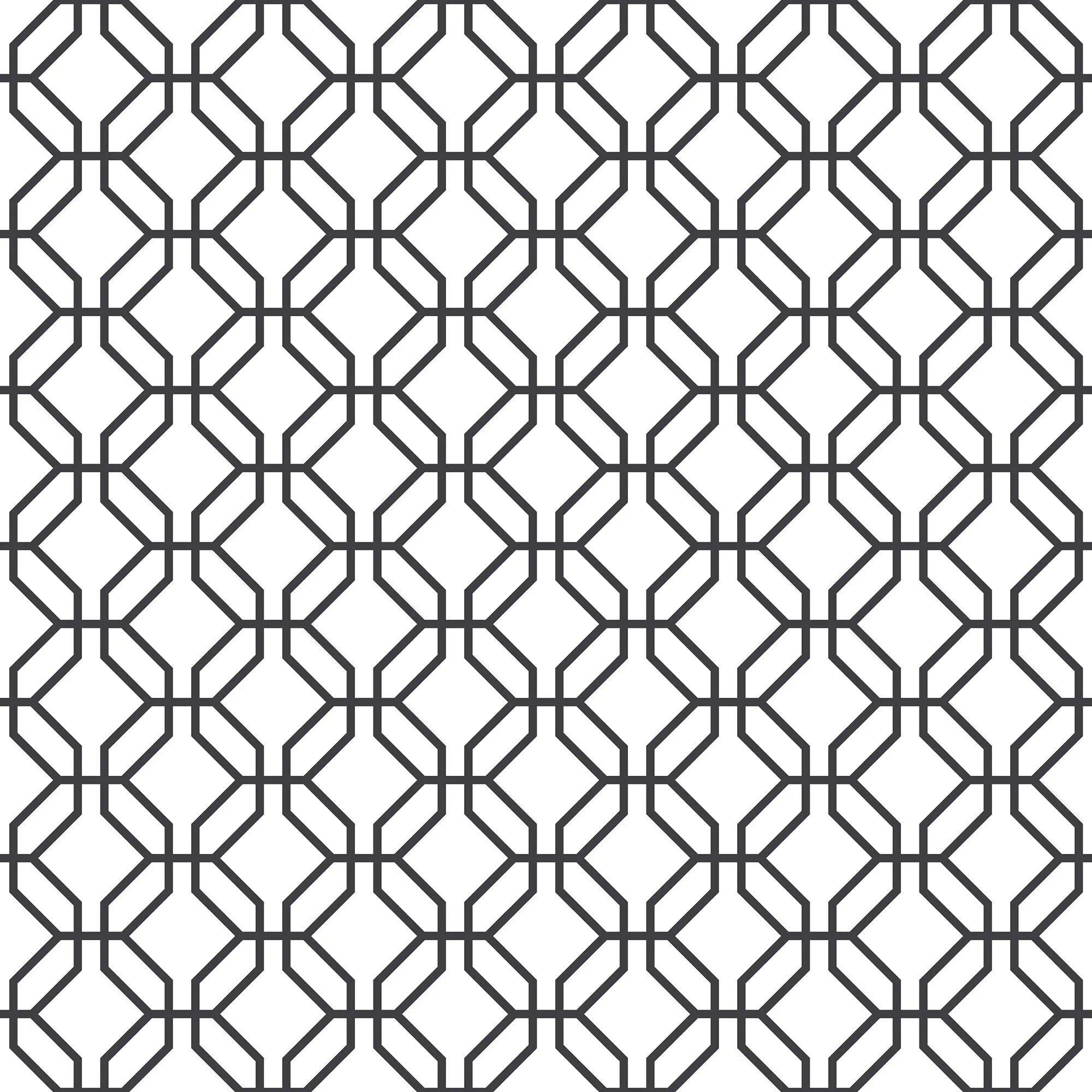 Geometrisk design tapet fra Veiled Links - Charcoal med sammenflettede former, som skaber et elegant og moderne mønster.