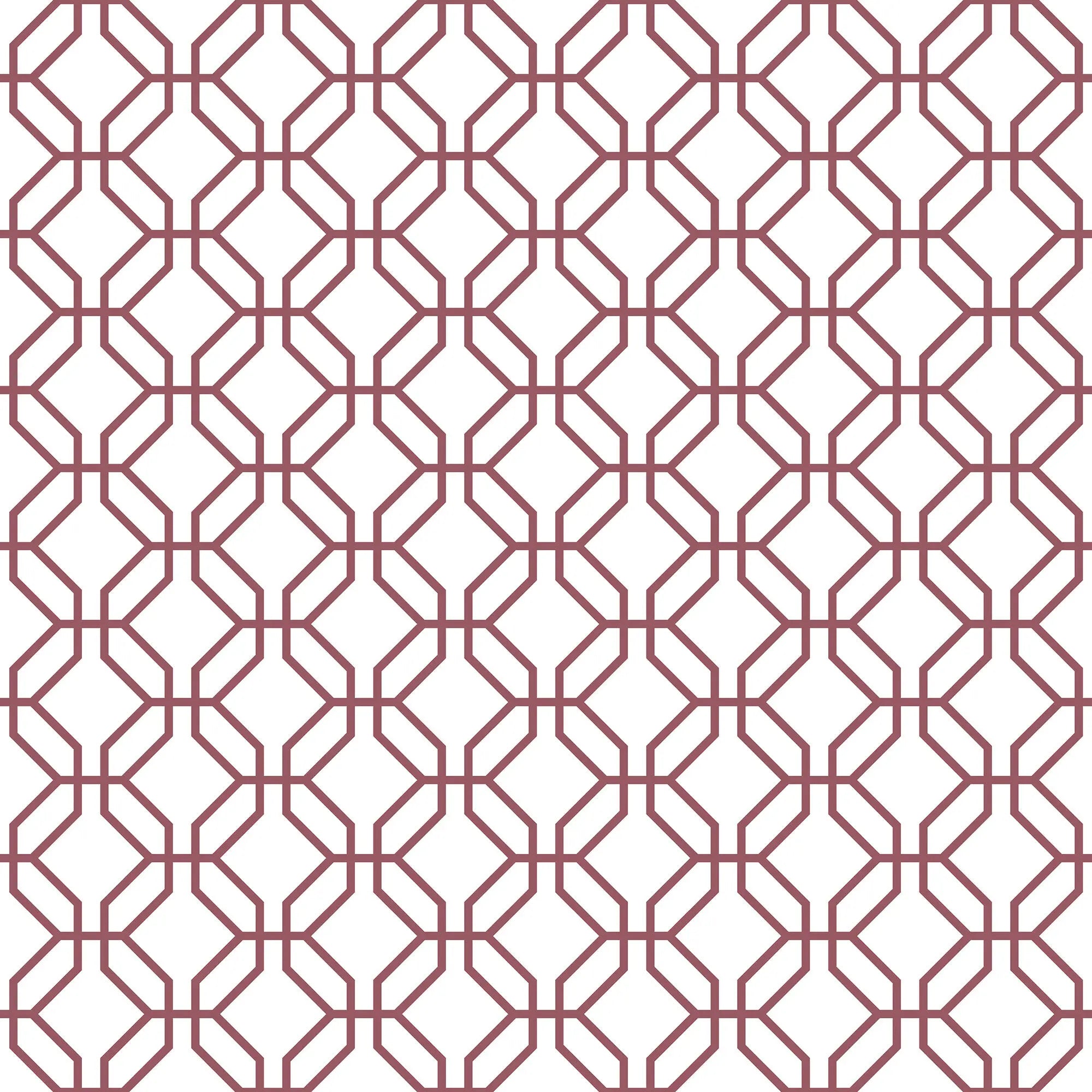 Detaljeret billede af tapet med geometrisk mønster i merlot fra Veiled Links, tilgængelig på Nicetapet.dk.