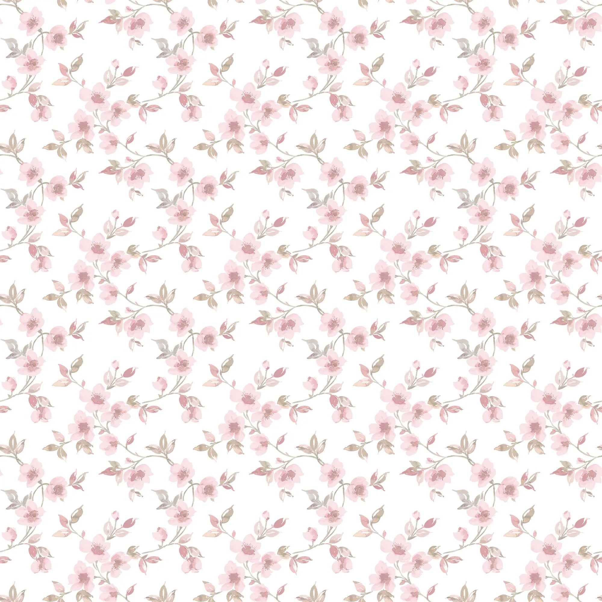 Gennemsigtigt tapet med delikat mønster af blomster i lyserøde toner. Produktnavn: Veiled Windflowers - Blossom.