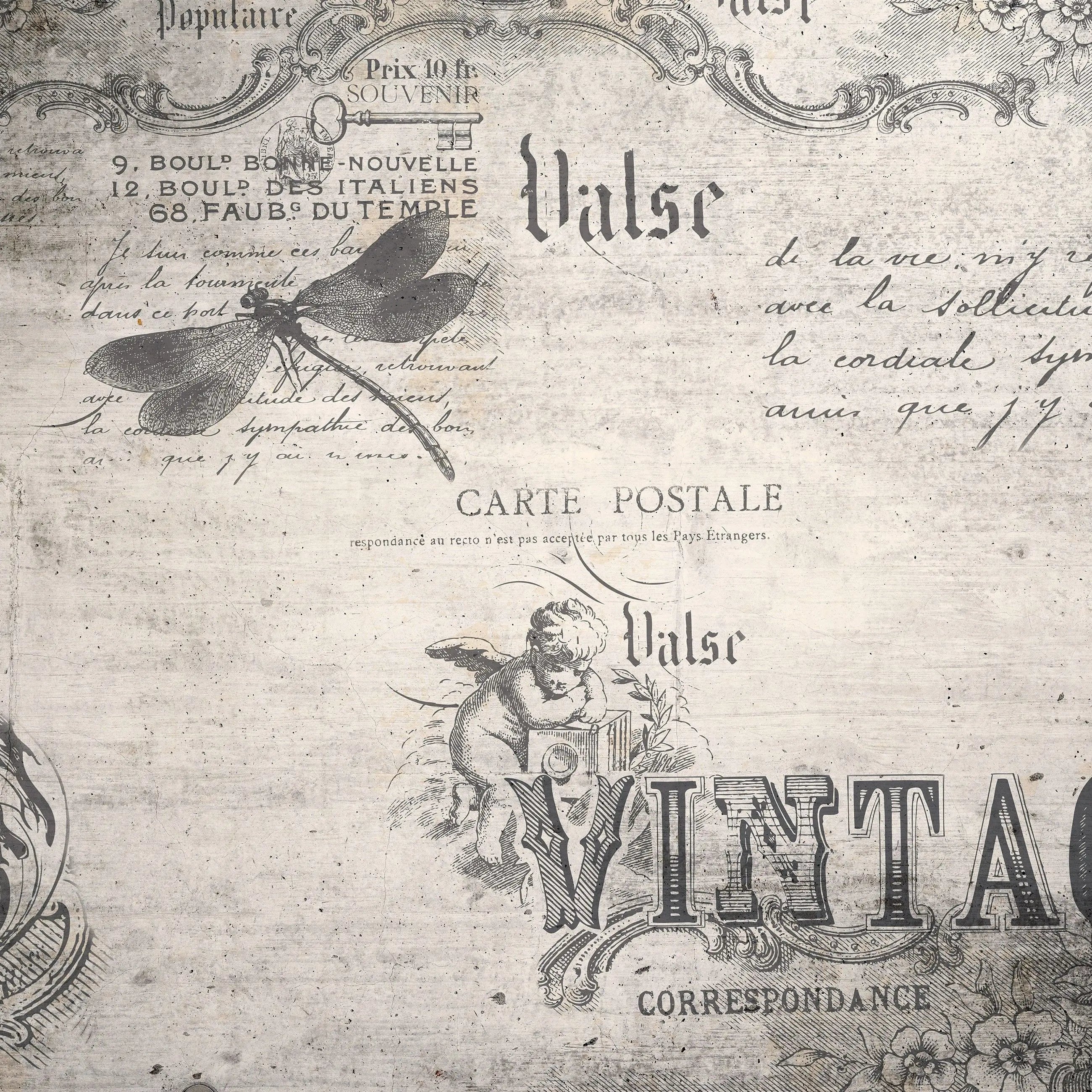 Billede 22 af Fototapet - Vintage postkortdesign med natsværmer og engel