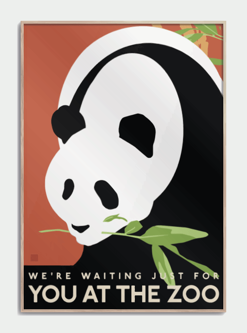 Omvendt Forudsætning chef ZOO Plakat med Panda 50 X 70cm. - Køb retro plakater online her