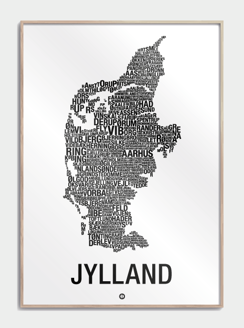 mytologi undervandsbåd finansiel Jylland Sort hvid plakat med bynavne 50 X 70cm. - Køb Plakater her!