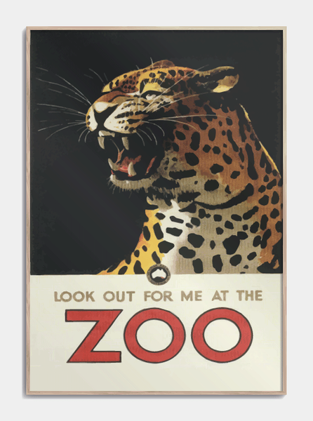 Zoo plakat 50X70cm. Køb retro plakater med tigerdyr