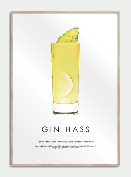 Atlas uld Fascinate Gin Hass Cocktail plakat A3 - Køb drinks plakater online her