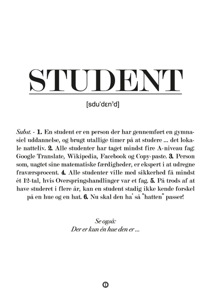 Student Definition sort-hvid tekst A3 - Plakat med